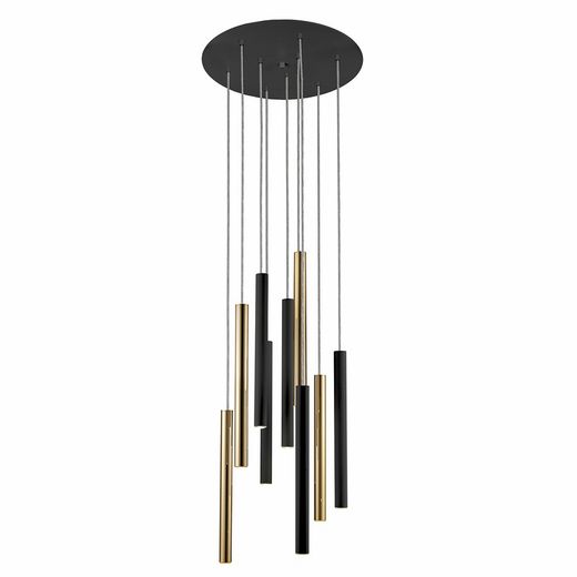 Ceiling Lamp 9 lights Led Metal Varas Gold / Black, Ø42x110cm