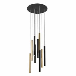 Candeeiro de tecto 9 luzes Led Metal Varas Ouro / Preto, Ø42x110cm