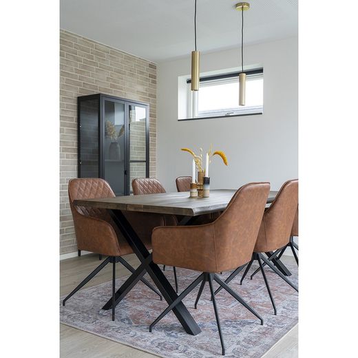 Gold steel ceiling lamp, 6 x 6 x 28 cm | Paris