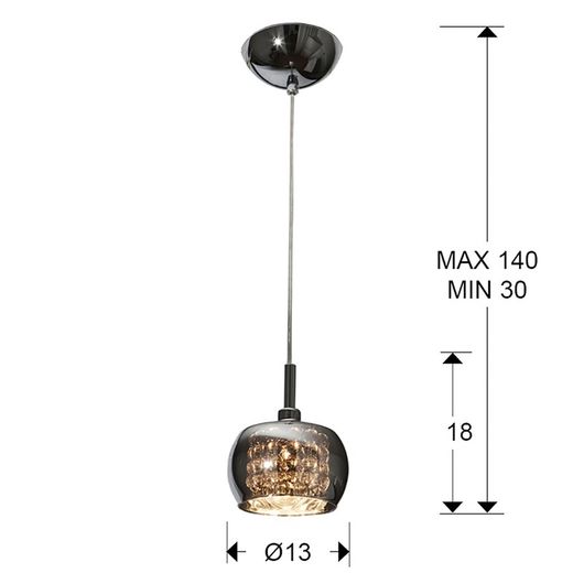Plafonnier en acier et verre miroir Arián, Ø13x18cm