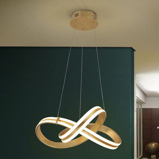 Lampa sufitowa ze stali i złotego liścia Lazas Dorado, Ø52x18cm