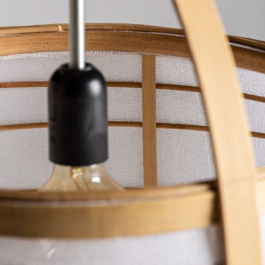Deckenlampe aus Bambus und Leinen, Ø44x64cm