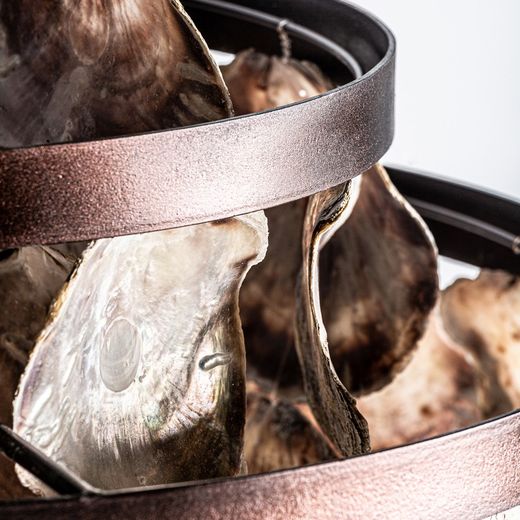 Brązowo-beżowa lampa sufitowa w kształcie muszli, Ø60x90cm