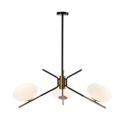 Plafonnier en verre blanc et métal, 94x94x100 cm