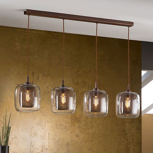Loftlampe i chokoladeglas, 29x107x20 cm