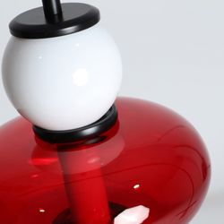 Lámpara de techo de cristal en blanco y rojo, 15 x 15 x 55 cm | Larisa