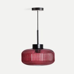 Lámpara de techo de cristal en burdeos, 27 x 27 x 30 cm | Elba