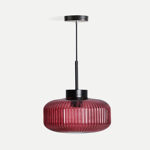 Lámpara de techo de cristal en burdeos, 27 x 27 x 30 cm | Elba