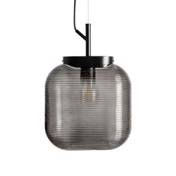 Lámpara de techo de cristal en gris translúcido, 25 x 13 x 39 cm | Lura