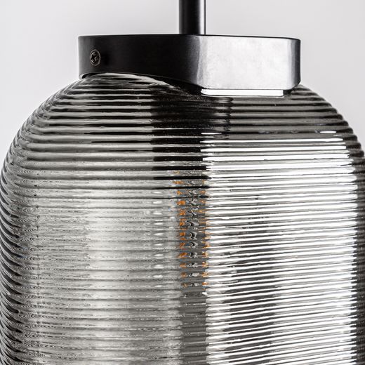 Lámpara de techo de cristal en gris translúcido, 25 x 13 x 39 cm | Lura