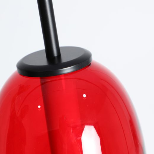 Lámpara de techo de cristal en rojo y blanco, 15 x 15 x 52 cm | Larisa