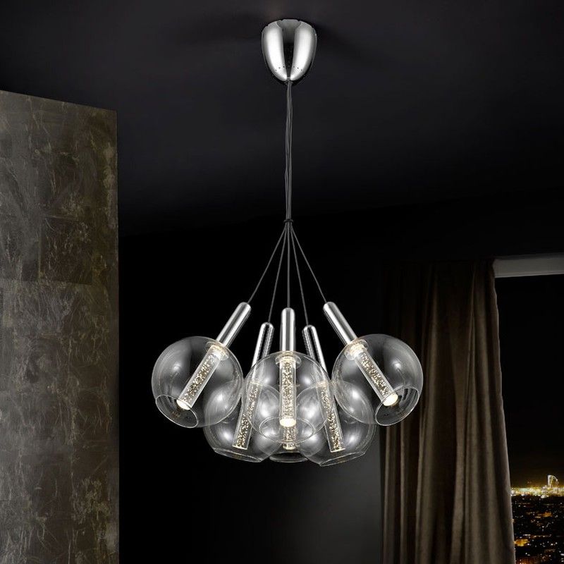 Luminária de teto em vidro transparente, Ø60x30 cm — Qechic