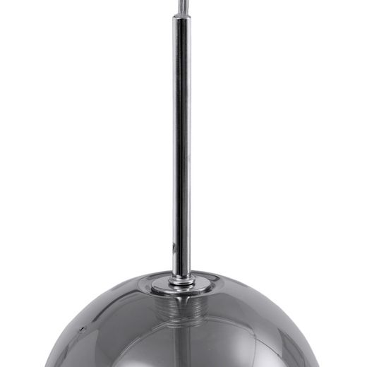Glass and metal ceiling lamp in smoky gray and silver, Ø 15 x 120 cm