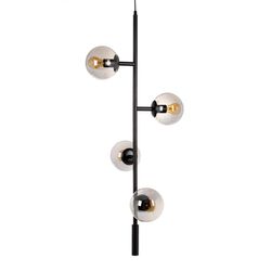 Lampa sufitowa ze szkła i metalu w kolorze czarnym i szarym, 40 x 40 x 234 cm