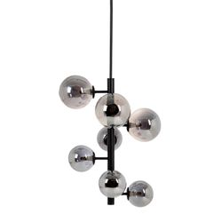 Lampa sufitowa ze szkła i metalu w kolorze czarnym i szarym, 46 x 46 x 149 cm