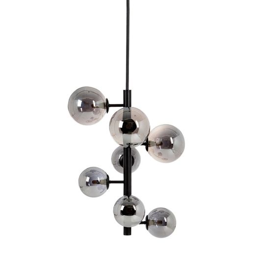 Lámpara de techo de cristal y metal en negro y gris, 46 x 46 x 149 cm