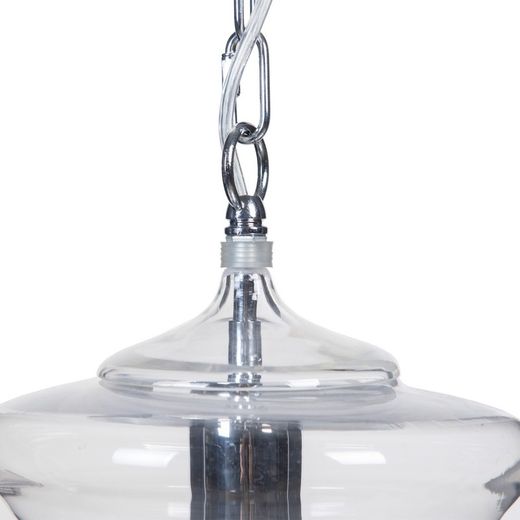Crystal and metal ceiling lamp in transparent and silver, Ø 28 x 36 cm
