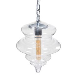 Crystal and metal ceiling lamp in transparent and silver, Ø 28 x 36 cm