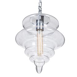 Crystal and metal ceiling lamp in transparent and silver, Ø 28 x 36 cm