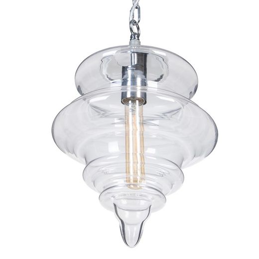 Crystal and metal ceiling lamp in transparent and silver, Ø 28 x 36 cm