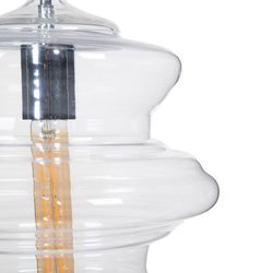 Crystal and metal ceiling lamp in transparent and silver, Ø 28 x 36 cm