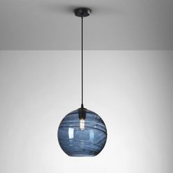 Mörkblå Geos Taklampa i glas och metall, Ø30x32 cm