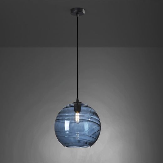 Mörkblå Geos Taklampa i glas och metall, Ø30x32 cm