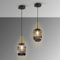 Candeeiro de tecto em vidro e metal cinzento, Ø 14 x 35 cm | Regra