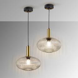 Transparante metalen en glazen plafondlamp, Ø 30 x 28 cm | Regel