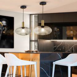 Transparante metalen en glazen plafondlamp, Ø 30 x 28 cm | Regel