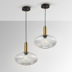 Transparante metalen en glazen plafondlamp, Ø 30 x 28 cm | Regel