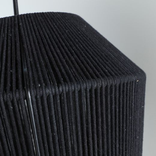 Lámpara de techo de cuerda de algodón en negro, 30 x 30 x 38 cm | Sayil