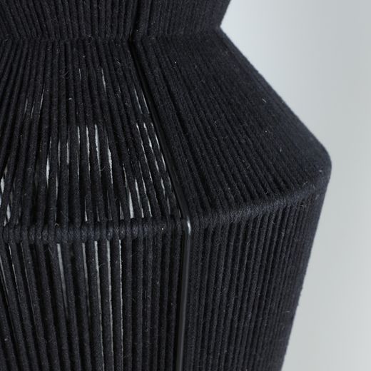 Lámpara de techo de cuerda de algodón en negro, 30 x 30 x 55 cm | Sayil