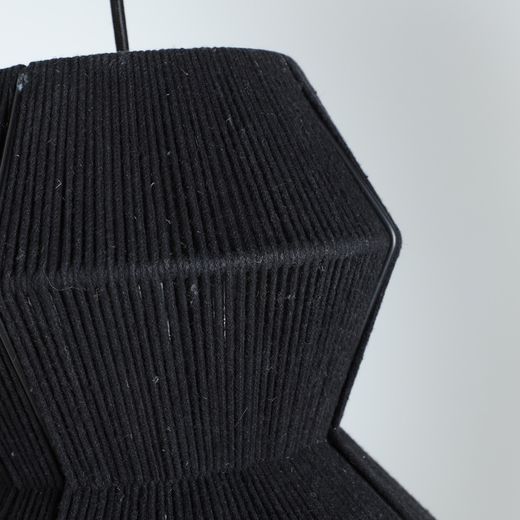 Lámpara de techo de cuerda de algodón en negro, 30 x 30 x 55 cm | Sayil