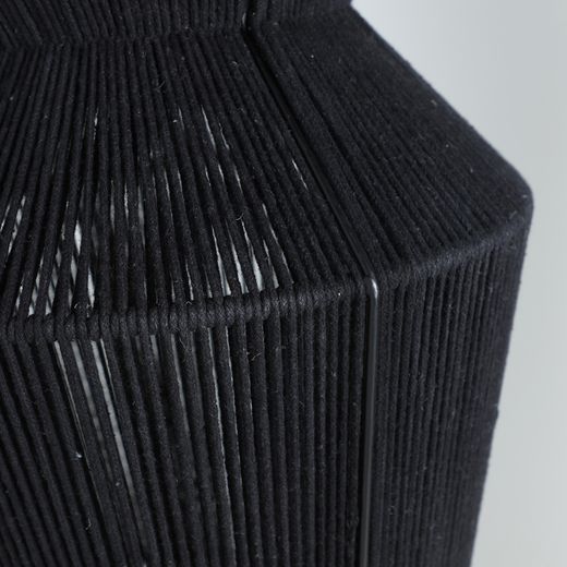 Lámpara de techo de cuerda de algodón en negro, 30 x 30 x 55 cm | Sayil