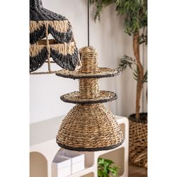 Lampa sufitowa z włókna naturalnego i liny w kolorze naturalnym i czarnym, 27 x 27 x 38 cm | Kasy