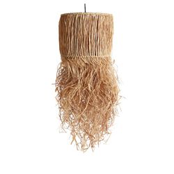 Natural fiber and raffia ceiling lamp in natural, 32 x 32 x 75 cm | Kasses