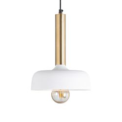 Candeeiro de tecto em ferro branco / dourado, Ø31x34cm