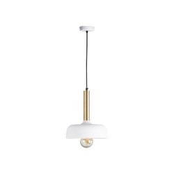 Candeeiro de tecto em ferro branco / dourado, Ø31x34cm