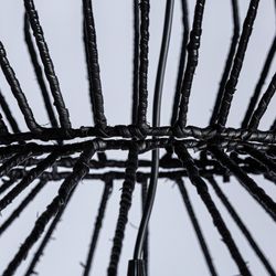 Black Plissé Iron Ceiling Lamp, Ø60x142cm