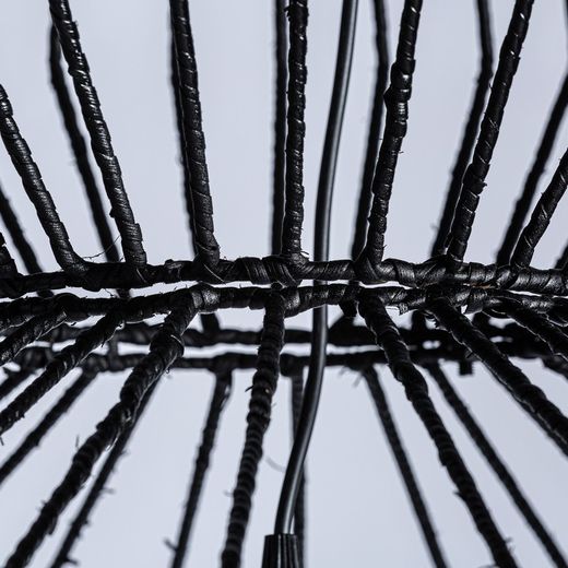 Black Plissé Iron Ceiling Lamp, Ø60x142cm