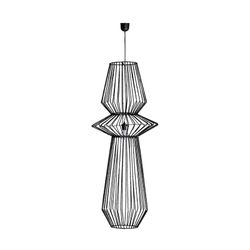 Black Plissé Iron Ceiling Lamp, Ø60x142cm