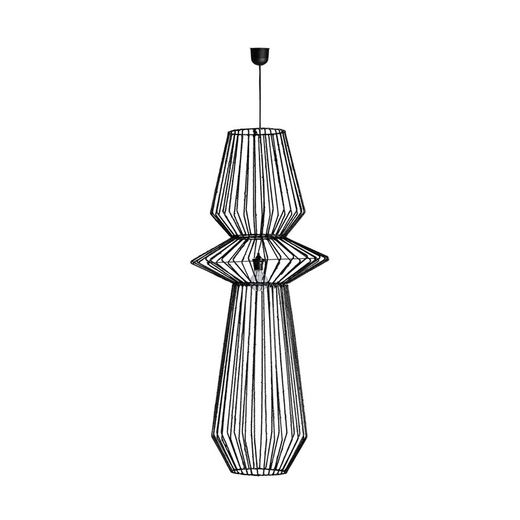 Black Plissé Iron Ceiling Lamp, Ø60x142cm