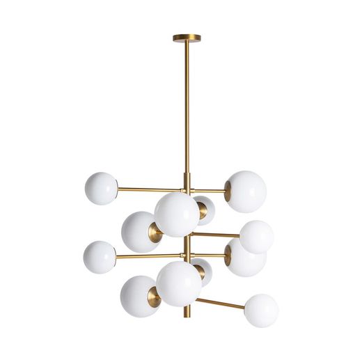 Deckenleuchte aus Eisen und Glas Gold / Weiß, Ø88x127cm