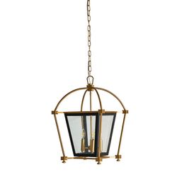 Iron and Glass Ceiling Lamp Gold / Black, 42x42x65cm