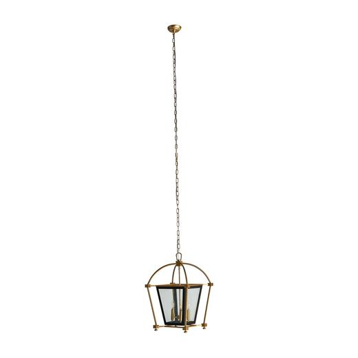 Iron and Glass Ceiling Lamp Gold / Black, 42x42x65cm