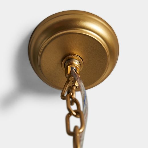 Iron and Glass Ceiling Lamp Gold / Black, 42x42x65cm