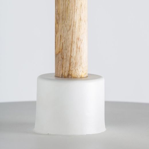 White / Wood Handle Iron and Wood Ceiling Lamp, Ø43x263cm