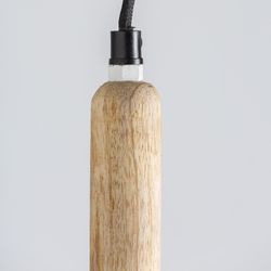 White / Wood Handle Iron and Wood Ceiling Lamp, Ø43x263cm