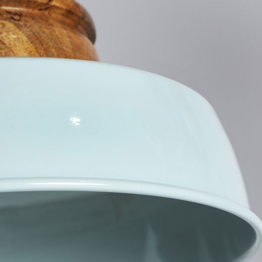 Lámpara de techo de madera y metal en azul y natural, 31 x 31 x 31 cm | Fizzi